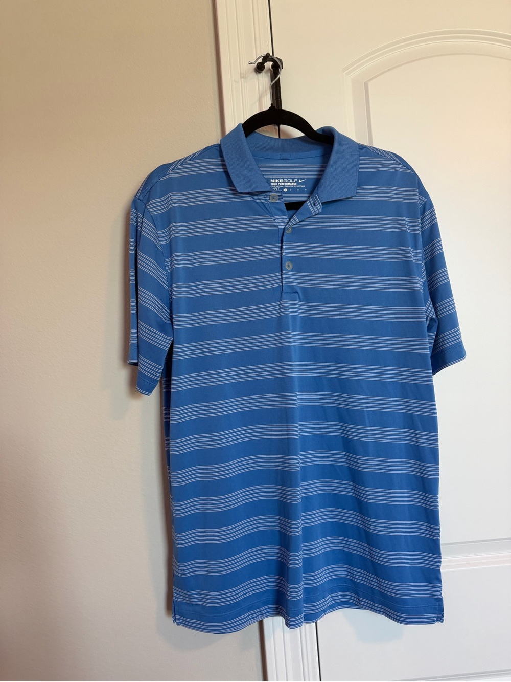 Nike Golf Tour Performance Blue Striped Dri-FIT Polo Shirt - Men's Medium